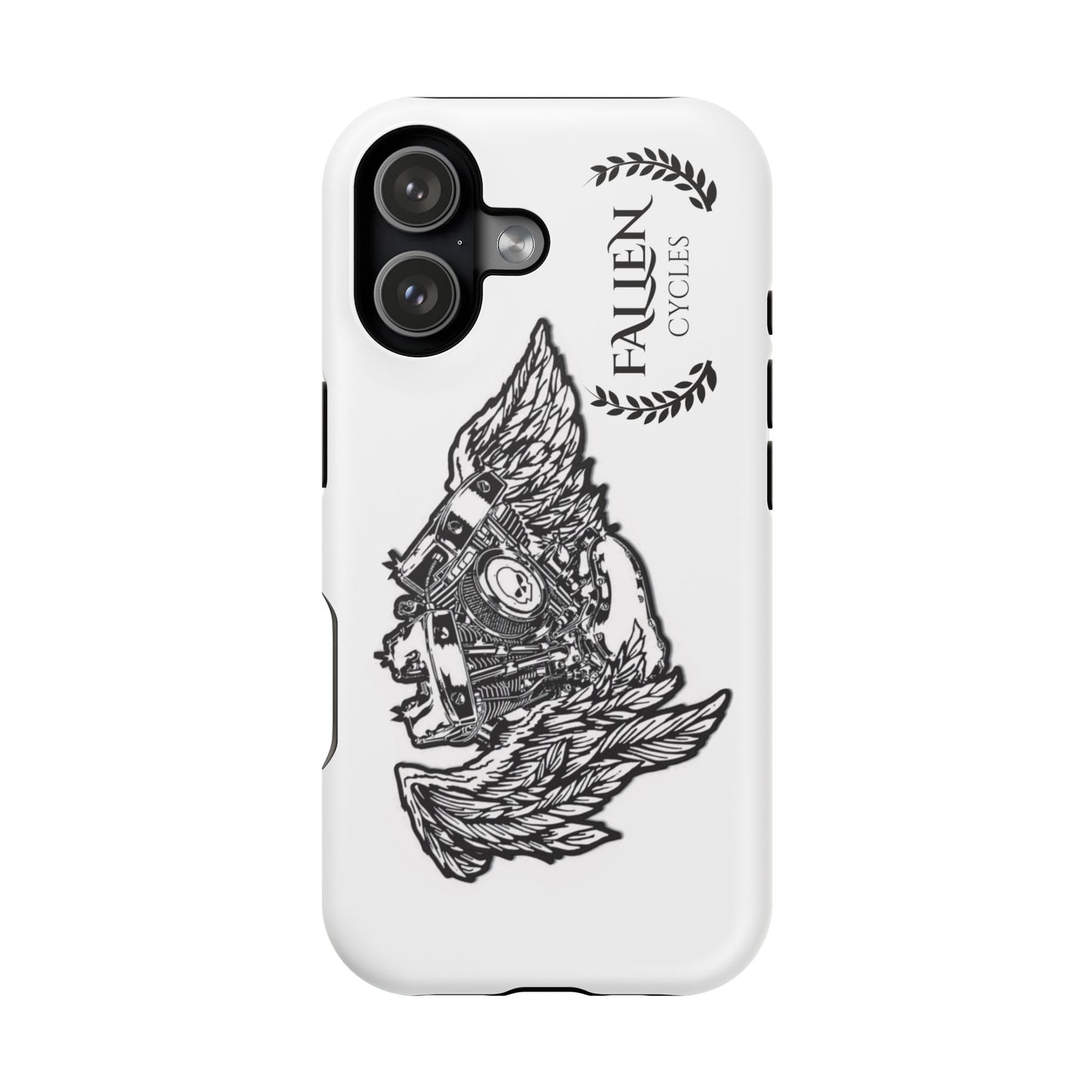 Motorcycle Engine Phone Case — 'Fallen Cycles' Vintage V-Twin Impact-Resistant Case