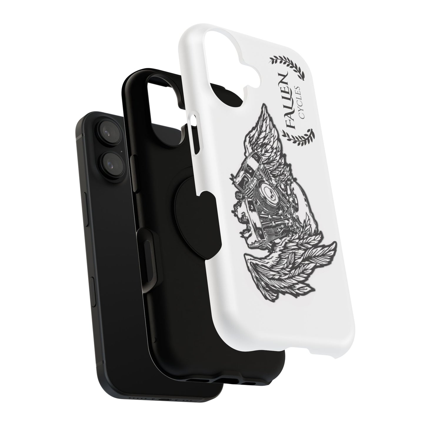 Motorcycle Engine Phone Case — 'Fallen Cycles' Vintage V-Twin Impact-Resistant Case