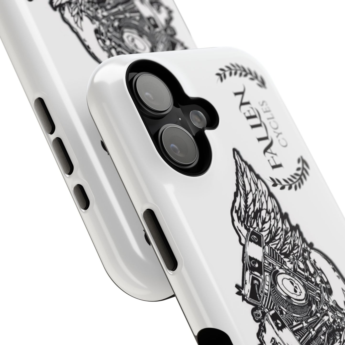 Motorcycle Engine Phone Case — 'Fallen Cycles' Vintage V-Twin Impact-Resistant Case