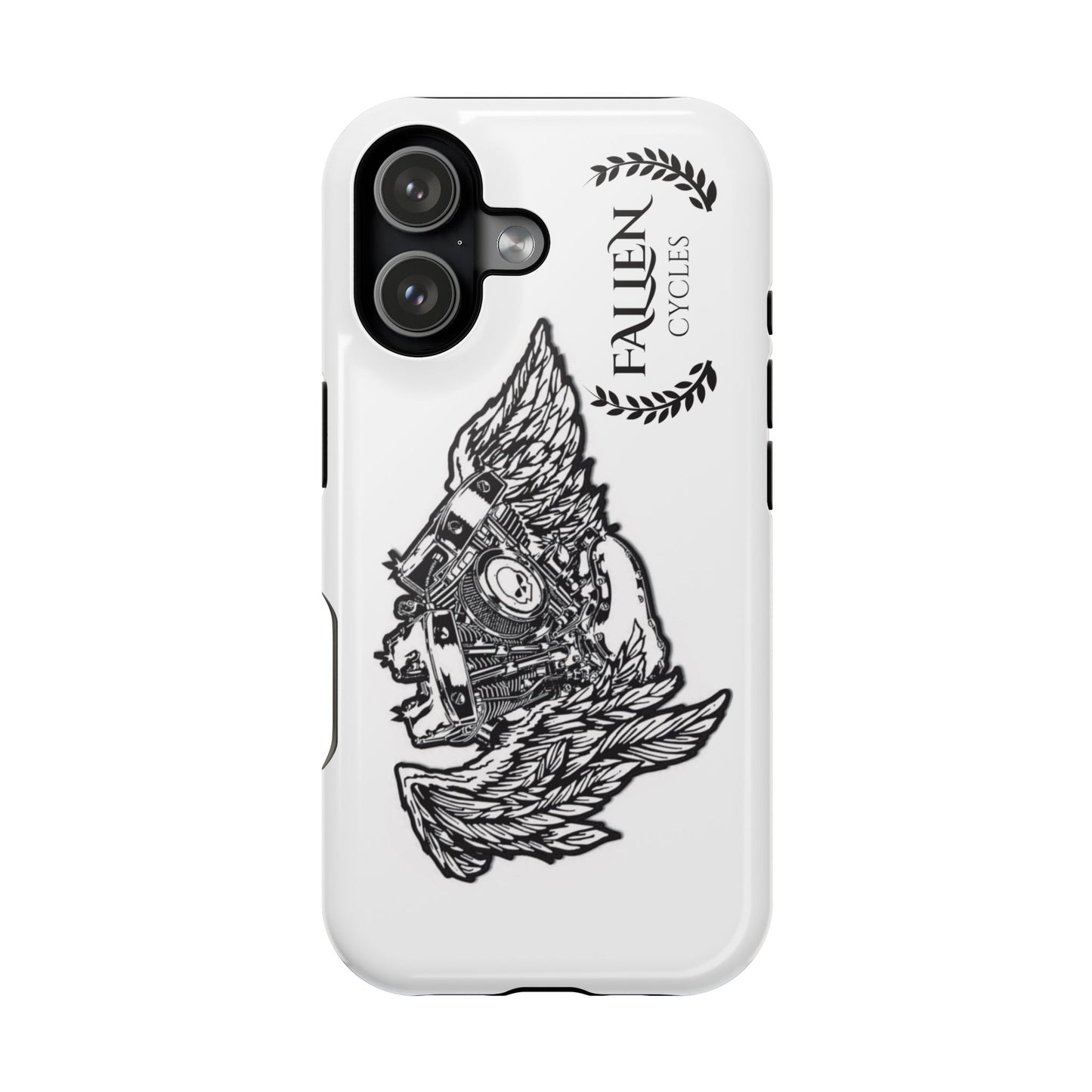 Motorcycle Engine Phone Case — 'Fallen Cycles' Vintage V-Twin Impact-Resistant Case