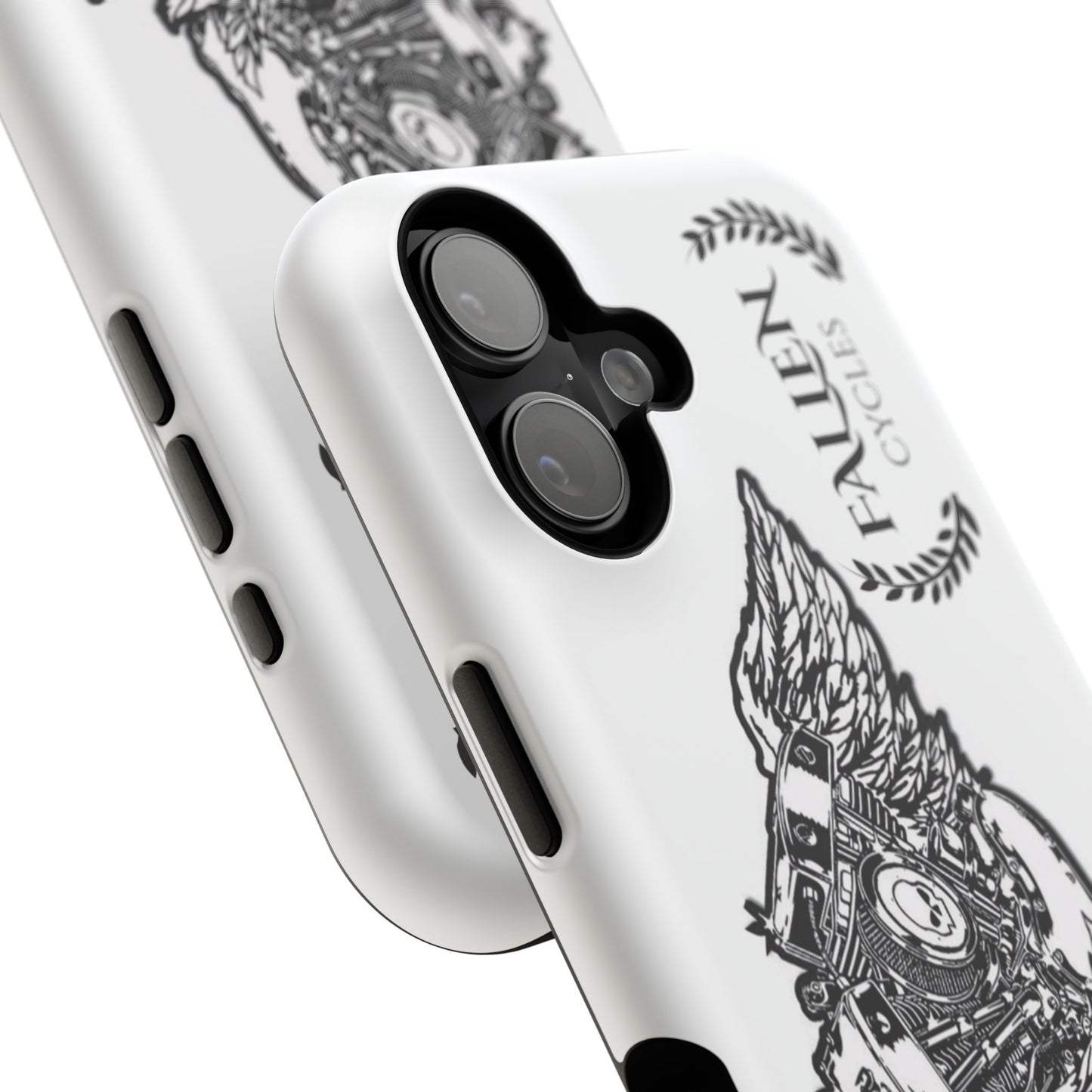 Motorcycle Engine Phone Case — 'Fallen Cycles' Vintage V-Twin Impact-Resistant Case